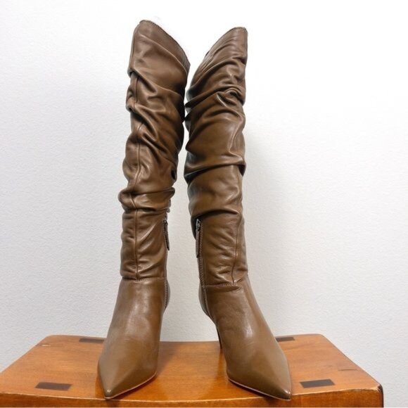 NEW Schutz Ashlee Up Knee High Leather Boot 5 Soft Nappa Bear Heel Slouchy - Picture 9 of 10